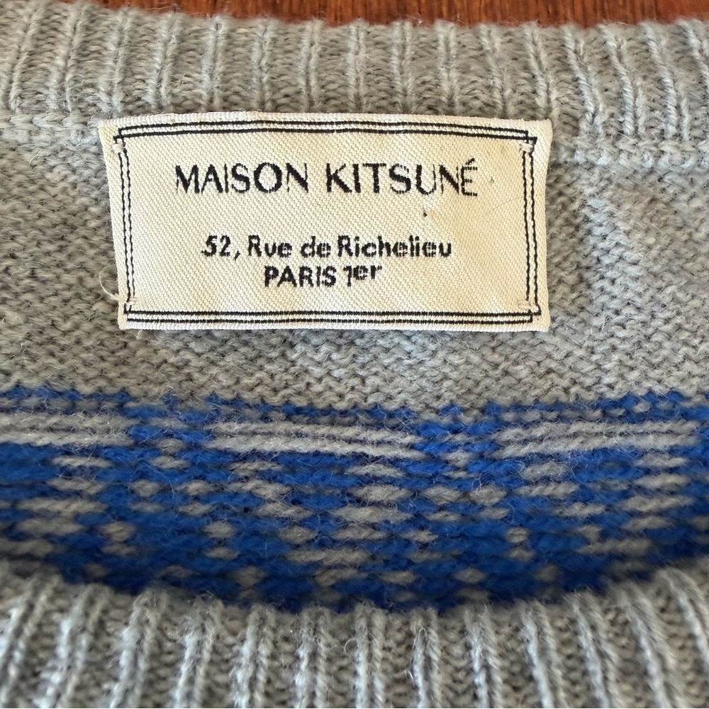 Maison Kitsuné Wool Fair Isle Sweater size L Made in Italy - Picture 3 of 5